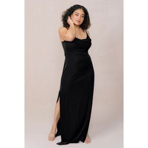 Revelry Skye Velvet Cowl Bridesmaid Maxi Dress in Black Plus Size 22 Gently Used